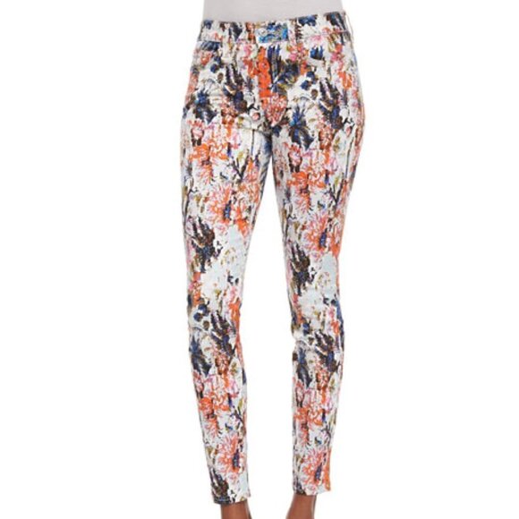 7 For All Mankind Denim - 7 For All Mankind The Ankle Skinny Jeans In Floral Haze Print